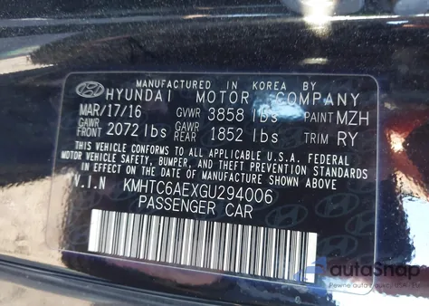 2016 Hyundai Veloster Turbo from USA, damaged, VIN KMHTC6AEXGU294006